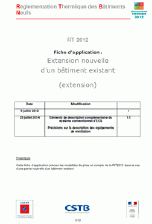 Fiche d’application RT2012 : Extension d’un bâtiment existant