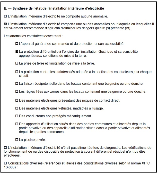 3) Le rapport de visite du diagnostic électrique