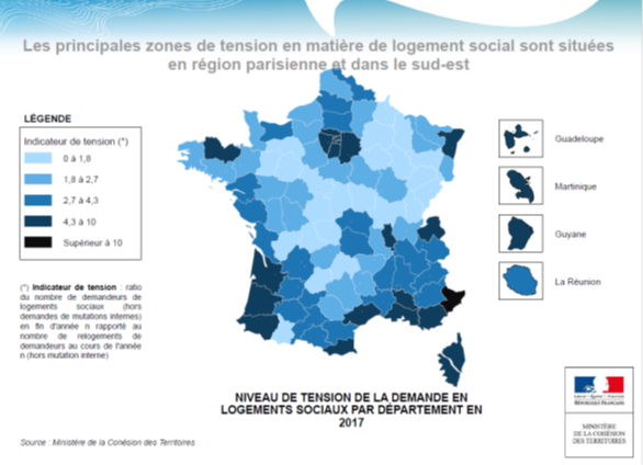 Carte demande logements sociaux France