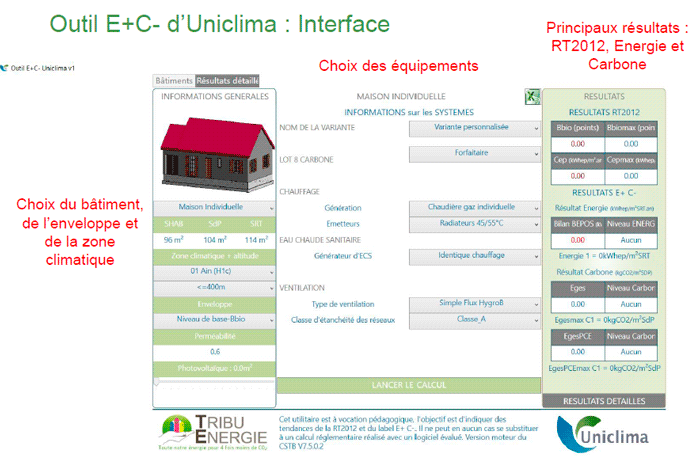 Outil de simulation label E+C- développé par Uniclima