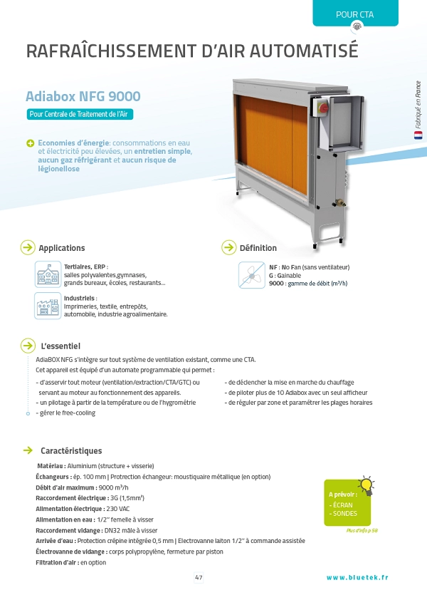 Adiabox NFG 9000 est une solution de rafraîchissement par évaporation adiabox nfg 9000 bluetek Adexsi