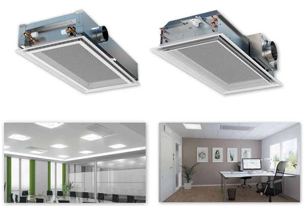 Modules de confort SWEGON pour climatisation et chauffage, installés dans des espaces professionnels modernes.