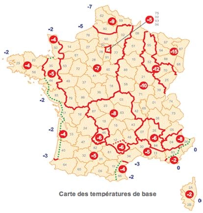 Carte des températures de base